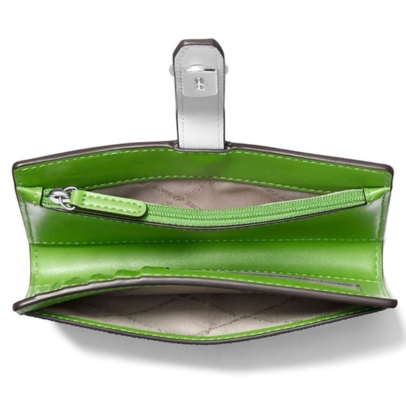 Michael Kors Greenwich Medium Signature Logo Wallet Jungle Green - Picture 8 of 9